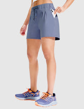 MIER Women's 4" Inseam Nylon Running Shorts, Quick-Dry, Stretch & Pockets Women Shorts Classic Blue / XS